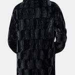 Faux Fur Textured Notch Lapel Overcoat