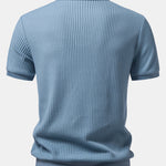 Waffle Johnny Collar Polo With Pocket & Drawstring Knitted Waffle Shorts