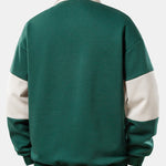 Relax Fit Color Block Polo Collar Sweatshirt