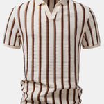 Waffle Stripe Johnny Collar Polo & Straight Leg Linen Pants