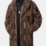 Faux Fur Textured Notch Lapel Overcoat