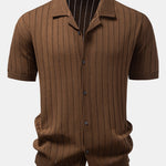 Stripe Button Up Open Knit Shirt