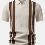 Stripe Johnny Collar Knit Polo & Slim Fit Tapered Trousers