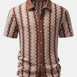 Plaid Jacquard Button Up Shirt & Crinkle Textured Straight Leg Pants