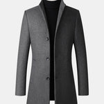 Stand Collar Wool Blend Overcoat