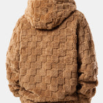 Checkerboard Teddy Zip Up Hoodie