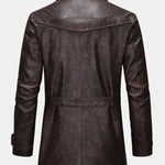 Long Line PU Leather Trench Coat