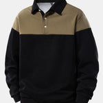Contrast Polo Collar Sweatshirt