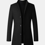 Stand Collar Wool Blend Overcoat