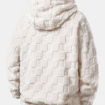Checkerboard Teddy Zip Up Hoodie
