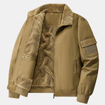Teddy Lined Zip Up Chino Bomber Jacket