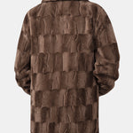 Faux Fur Textured Notch Lapel Overcoat