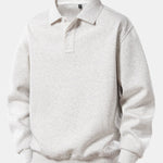 Solid Polo Collar Sweatshirt