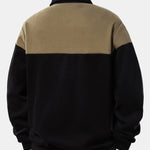 Contrast Polo Collar Sweatshirt