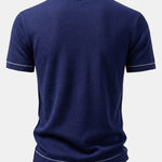 Contrast Trim Ribbed Knit Shirt & Slim Fit Tapered Trousers