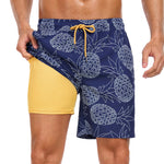 2 In 1 Pineapple Print Swim Shorts