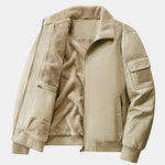 Teddy Lined Zip Up Chino Bomber Jacket