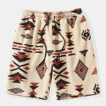 Relax Fit Tribal Geometry Teddy Hoodie & Shorts