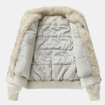 Oversize Faux Fur Collar Bomber Jacket