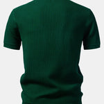 Stripe Johnny Collar Knit Polo & Straight Leg Ribbed Pants