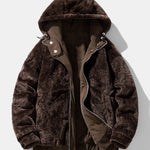 Relax Fit Suede Teddy Zipper Reversible Hooded Coat