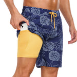 2 In 1 Pineapple Print Swim Shorts