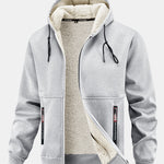 Teddy Lined Zipper Pocket Hoodie