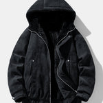 Relax Fit Suede Teddy Zipper Reversible Hooded Coat