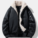 Oversize Faux Fur Collar Bomber Jacket