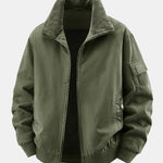 Teddy Lined Zip Up Chino Bomber Jacket