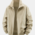 Teddy Lined Zip Up Chino Bomber Jacket