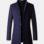 Stand Collar Wool Blend Overcoat