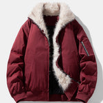 Oversize Faux Fur Collar Bomber Jacket