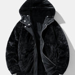 Relax Fit Suede Teddy Zipper Reversible Hooded Coat