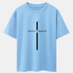 Jesus Christ Stripe Print Drop Shoulder Oversize T-Shirt