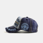 Slogan Embroidery Star Rivets Washed Baseball Cap