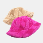 Contrast Color Stitching Plush Warm Bucket Hat