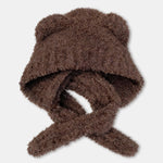 Cute Little Bear Ear Solid Color Scarf And Hat Integrated Warm Hat