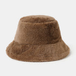 Faux Mink Fur Wide Brim Plush Bucket Hat