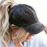 Vintage Distressed Mesh Ponytail Baseball Cap