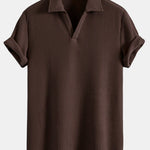 Short Sleeved Waffle V-neck Polo