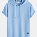 Ribbed Hooded  Arc Hem T-Shirt & Straight Leg Ribbed Pants