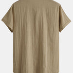 Short Sleeve Linen Look Polo Collar Shirt