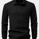 Long Sleeved Knitted Waffle Polo Shirt & Drawstring Knitted Waffle Pants
