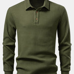 Long Sleeved Knitted Waffle Polo Shirt & Drawstring Knitted Waffle Pants