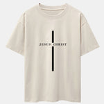 Jesus Christ Stripe Print Drop Shoulder Oversize T-Shirt