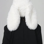 Cute Cartoon Rabbit Ear Decor Soft Furry Warm Plush Hat With Fun Designer