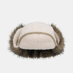 Faux Fur And Lambskin Fleece Patchwork Winter Thickened Warm Earflap Hat