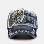 Slogan Embroidery Star Rivets Washed Baseball Cap