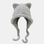 Cute Hat With Cat Ears And Braids For Winter Outdoor Warmth